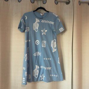 Tee Shirt Short Dress or Beach Cover Up in Fish Print